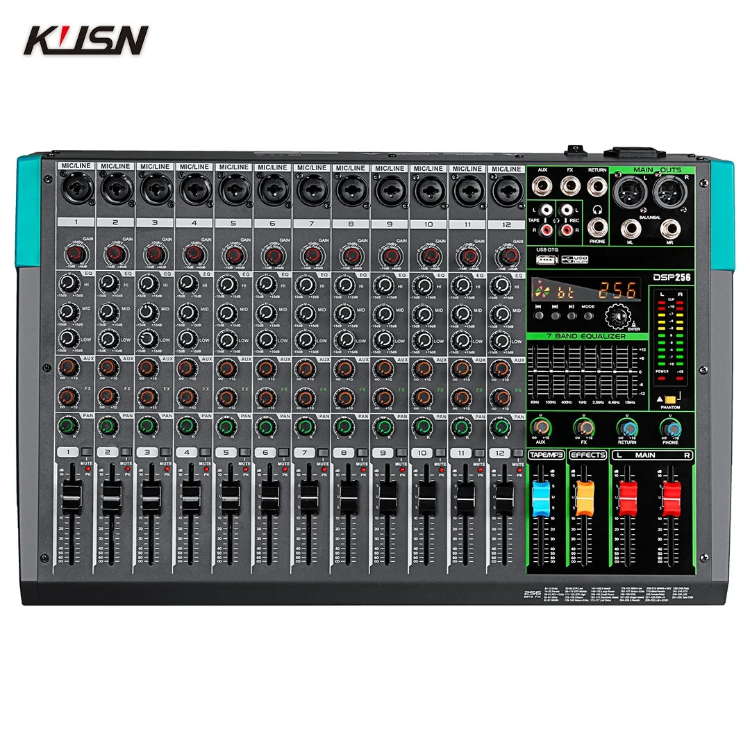 12 Channel 99 DSP Digital Mixer Professional Powered Audio Mixing Console Power Soundcraft Sound Mixer with Bluetooth USB