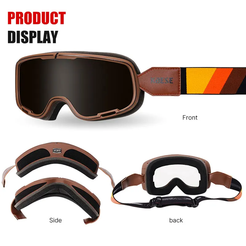 Vintage Motorcycle Goggles Retro Photochromic Motocross Cycling Goggles For Over Glasses Anti Fog UV Skiing Sunglasses