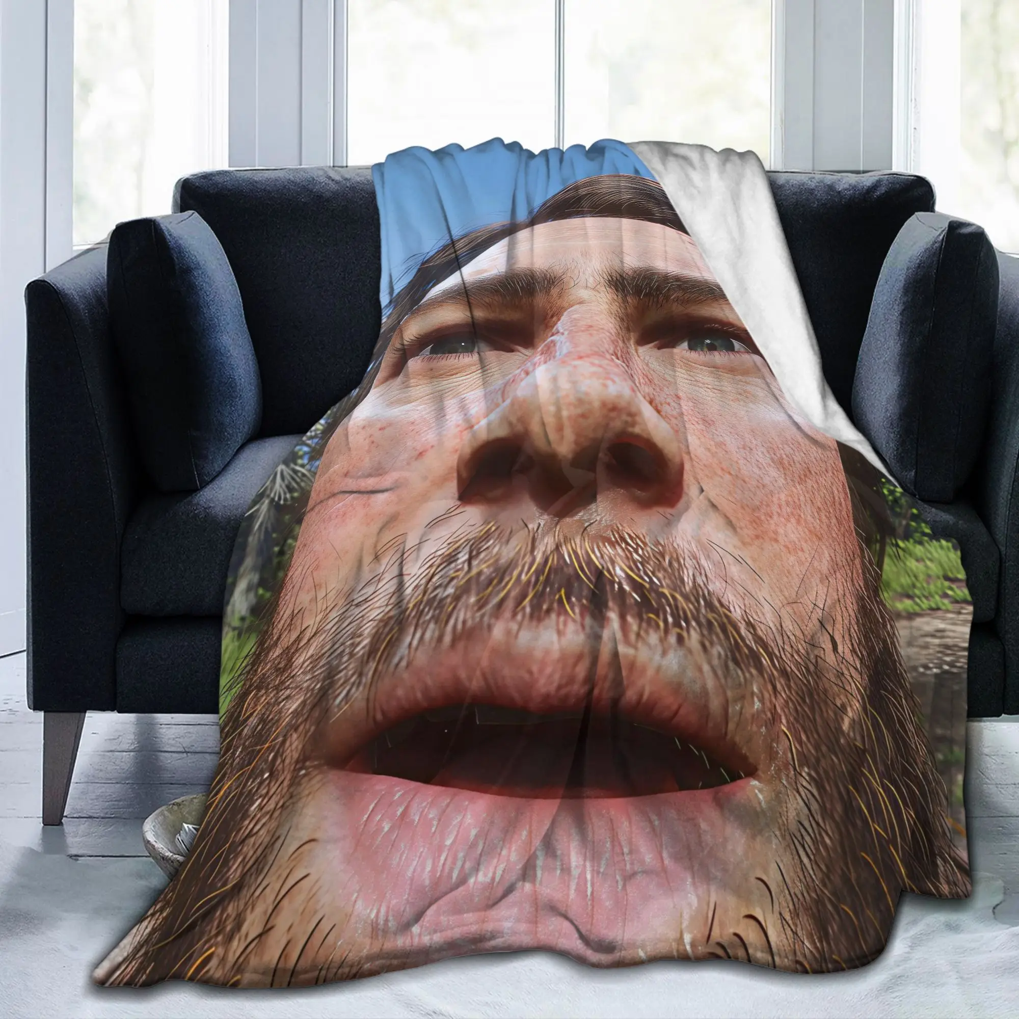 Custom Arthur Morgan Funny Blanket Soft Fleece Spring Warm Flannel Selfie Throw Blankets for Sofa Home Bedroom Bedspread