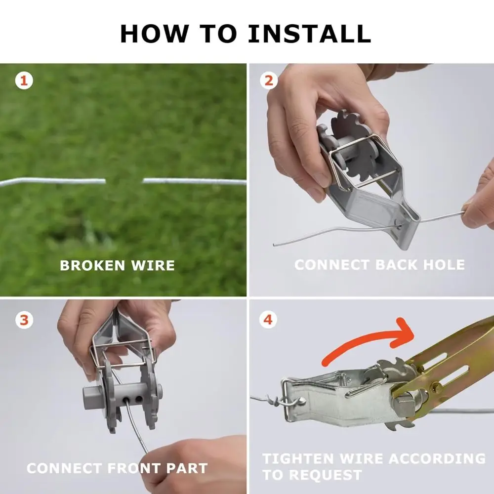 New Heavy Duty Wire Tightener Galvanized Steel Silver Electric Fence Tightener Wire Buckle Garden