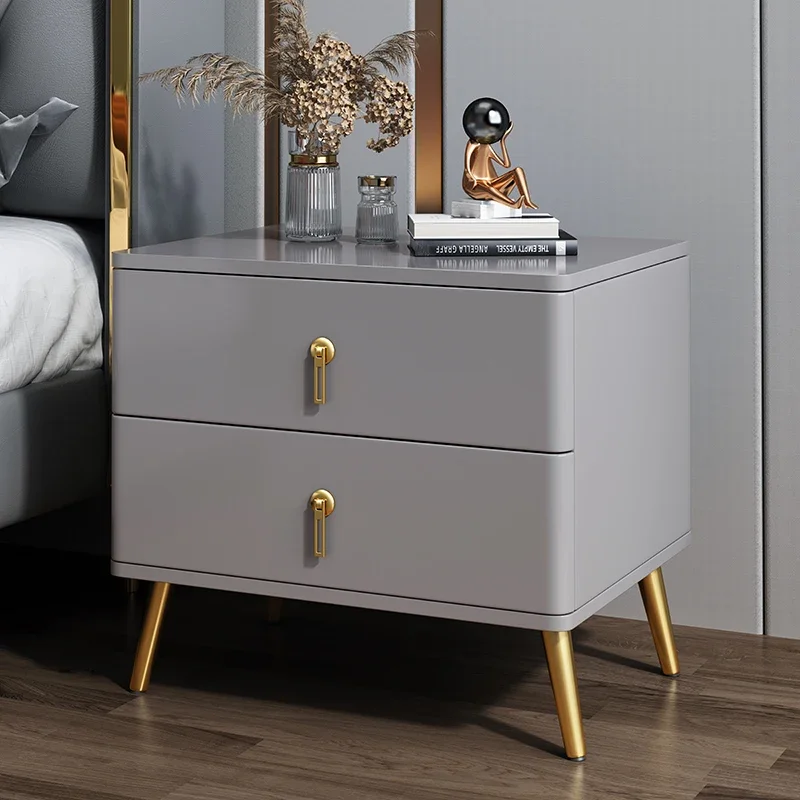 

Minimalist Lacquered Bedside Table Modern Luxury High-End Bedside Internet De Lit Celebrity Italian Meble Bedroom Storage Lsy