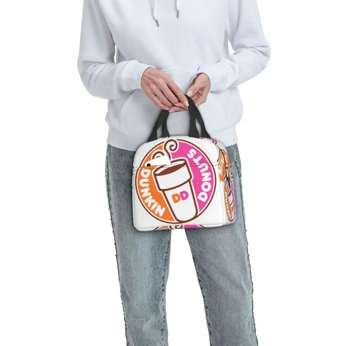 Dunkin Donuts Insulated Lunch Bag for Women Children Portable Food Boxes Thermal Lunch Box Tote view 6