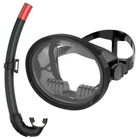 Máscara de snorkel ovalada, máscara de pesca submarina, gafas de buceo panorámicas de visión amplia de estilo Retro clásico, lente de vidrio templado, tubo húmedo para adultos