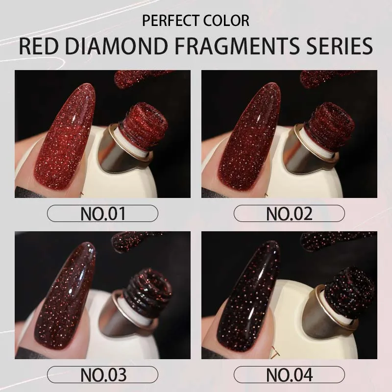 PERFECT COLOR Red Glitter Nail Polish 12ml Glitter Gel Nail Polish Christmas Nail Polish Dark Red Nail Polish 4 Colors,Home DIY