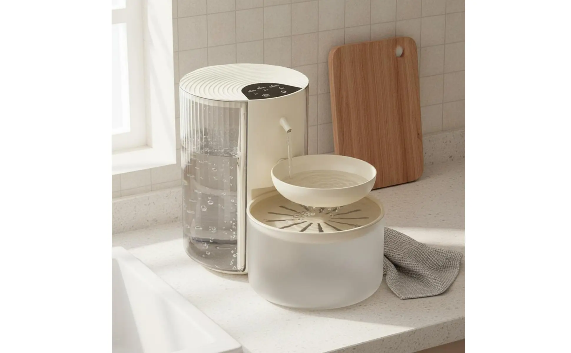 Clean Water Separator Fountain Two Reservoir Design 3L Feline Water Dispenser for Cats