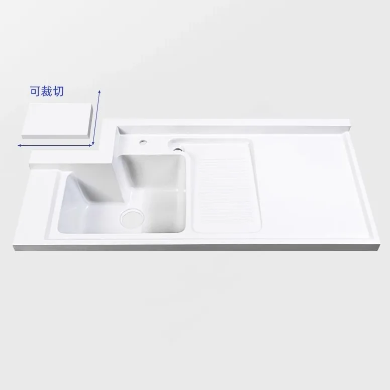 Washing machine countertop with rubbing board single basin double launching basin artificial quartz stone support corner