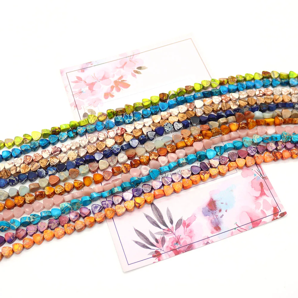 

Heart Shape Natural Emperor Stone Beads Multi-color Semi-precious Stone Straight Holes Loose Beads 1 Strand DIY Romantic Jewelry