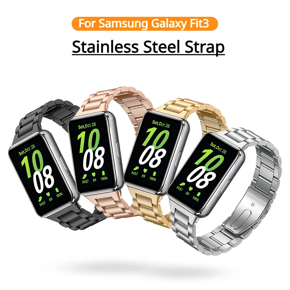 

2024 New Stainless Steel Strap for Samsung Galaxy Fit3,4 Colorful Steel Watchband Galaxy FIT3 Fashion Wristband