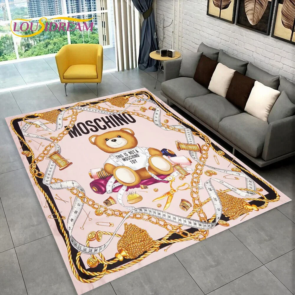 Alfombra de Dibujos Animados en 3D con Diseño de Oso Moschino, Alfombra para Sala de Estar, Dormitorio, Sofá, Decoración, Alfombra Antideslizante para Niños, Regalo