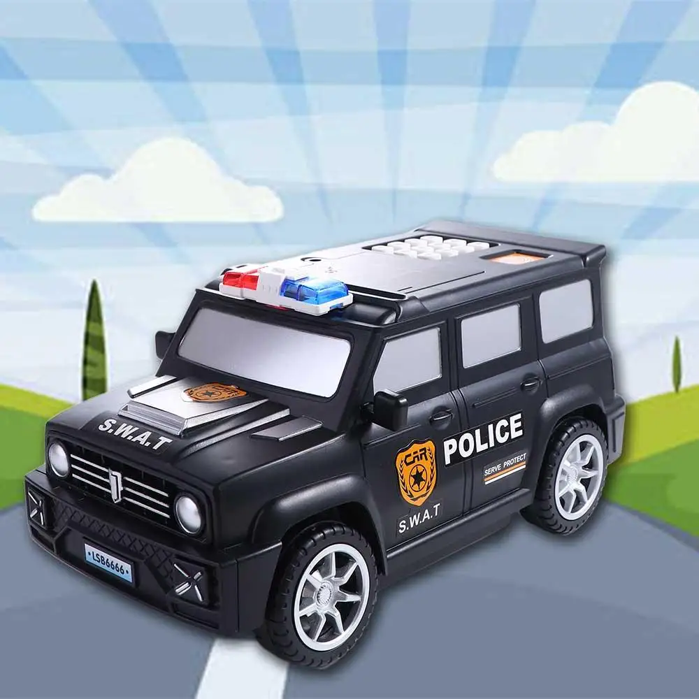 Children Toys Cash Coin Can Save Money Fingerprint Password Swat Car Model Cash Box Money Saving Box Car Model Piggy Bank