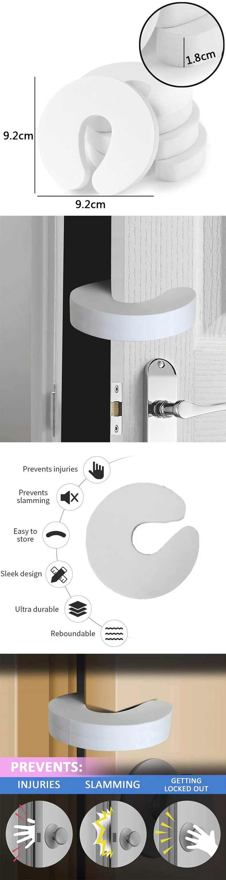 4 Stück Tür-Fingerklemmschützer, babysichere Türen, Slam-Stopper, extra weicher Schaumstoff, schlankes Design, Kindersicherheit, Baby-Sicherheits-Fingerschutz – Detail 1