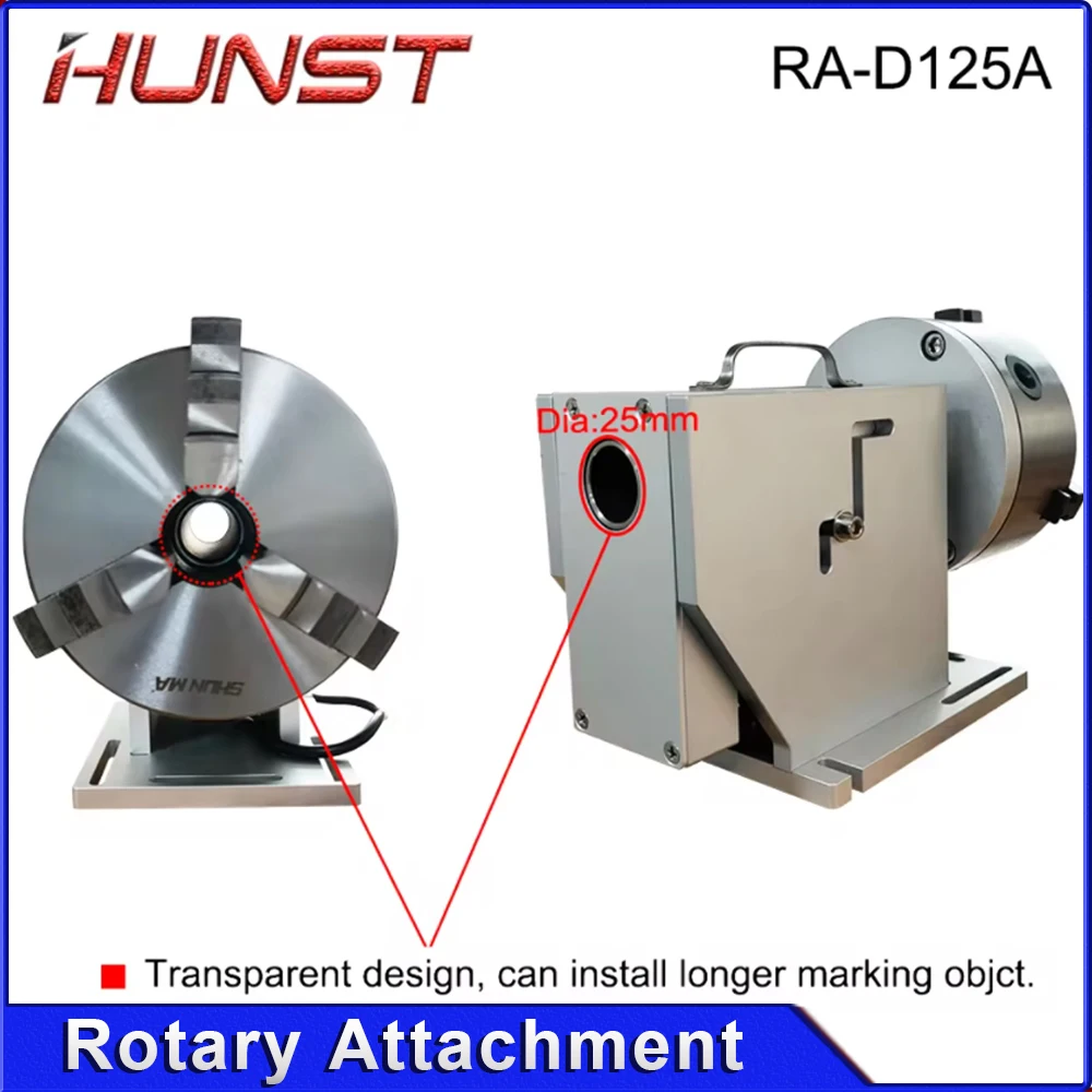 Hunst طاولة العمل الدوارة تشاك قطر 125 مللي متر مرفق دوار مع سائق DM5042 لآلة الوسم بليزر الألياف CO2 UV