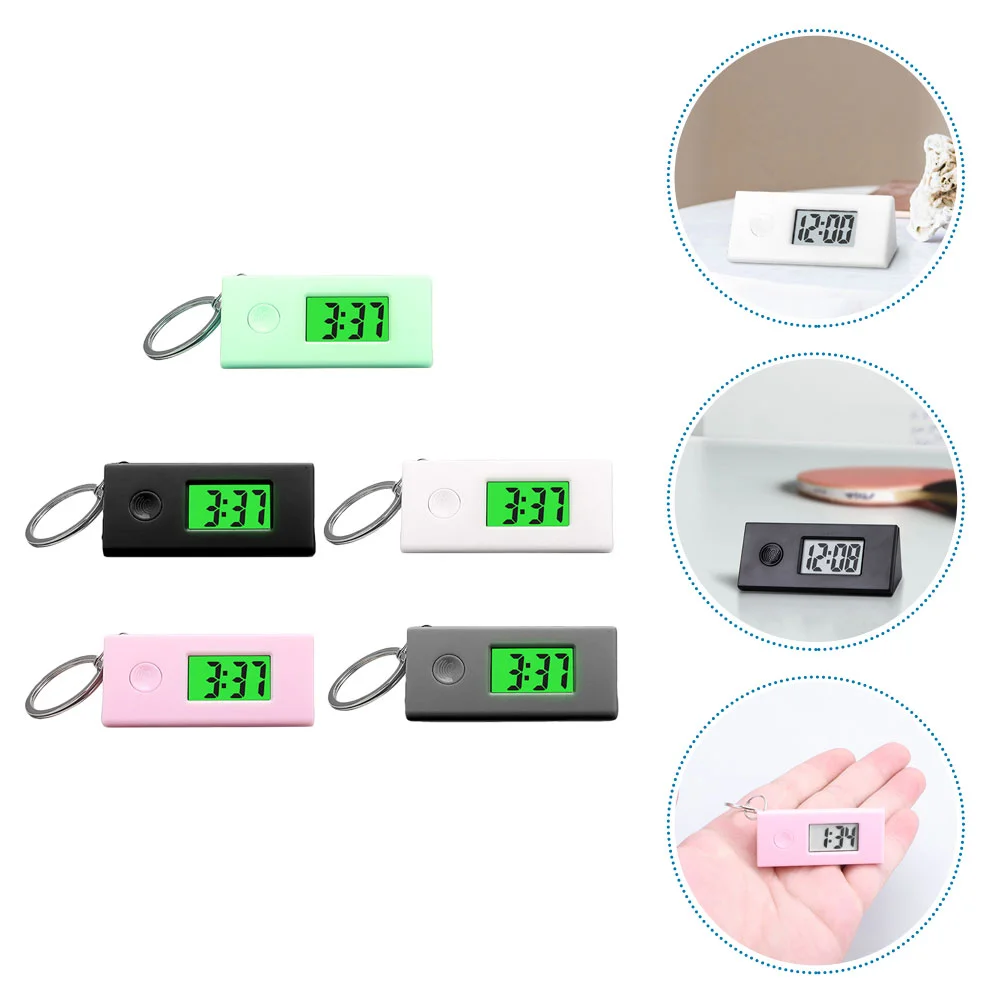 

5 Pcs Silent Digital Watch Portable Keychain Carabiner Students Ring Pocket Pendant Nurse