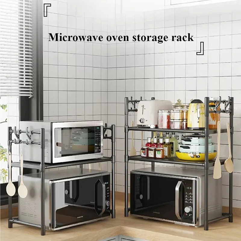 Kitchen Storage Rack Multi-Layer Microwave Rack Simple Standing Countertop Condiment Oven Organizer Shelf Kitchen Accessories