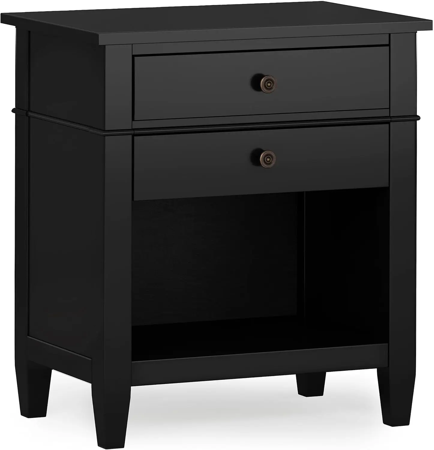 

Carlton SOLID WOOD 24 Inch Wide Contemporary Bedside Nightstand Table in Black