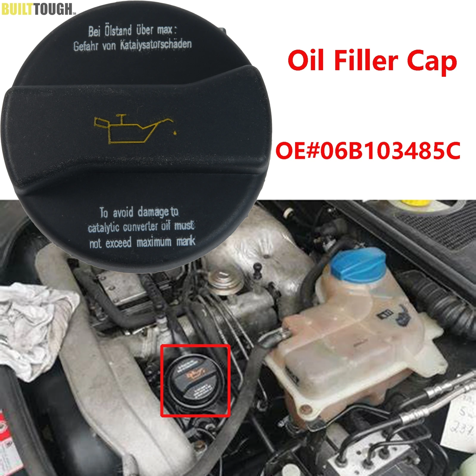 1X Do Audi A1 A2 A3 A4 A6 A8 Q7 COUPE 50 80 100 200 QUATTRO TT RS2 RS3 RS6 RSQ3 S6 TTRS V8 Korek wlewu oleju silnikowego 06B 103485 C