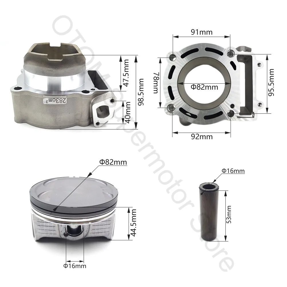 ZS182MN Motorcycle Cylinder Kit 82mm Cylinder Block Piston Pin Ring Gasket For ZONGSHEN NC300S Double Camshaft 300cc Engine Part