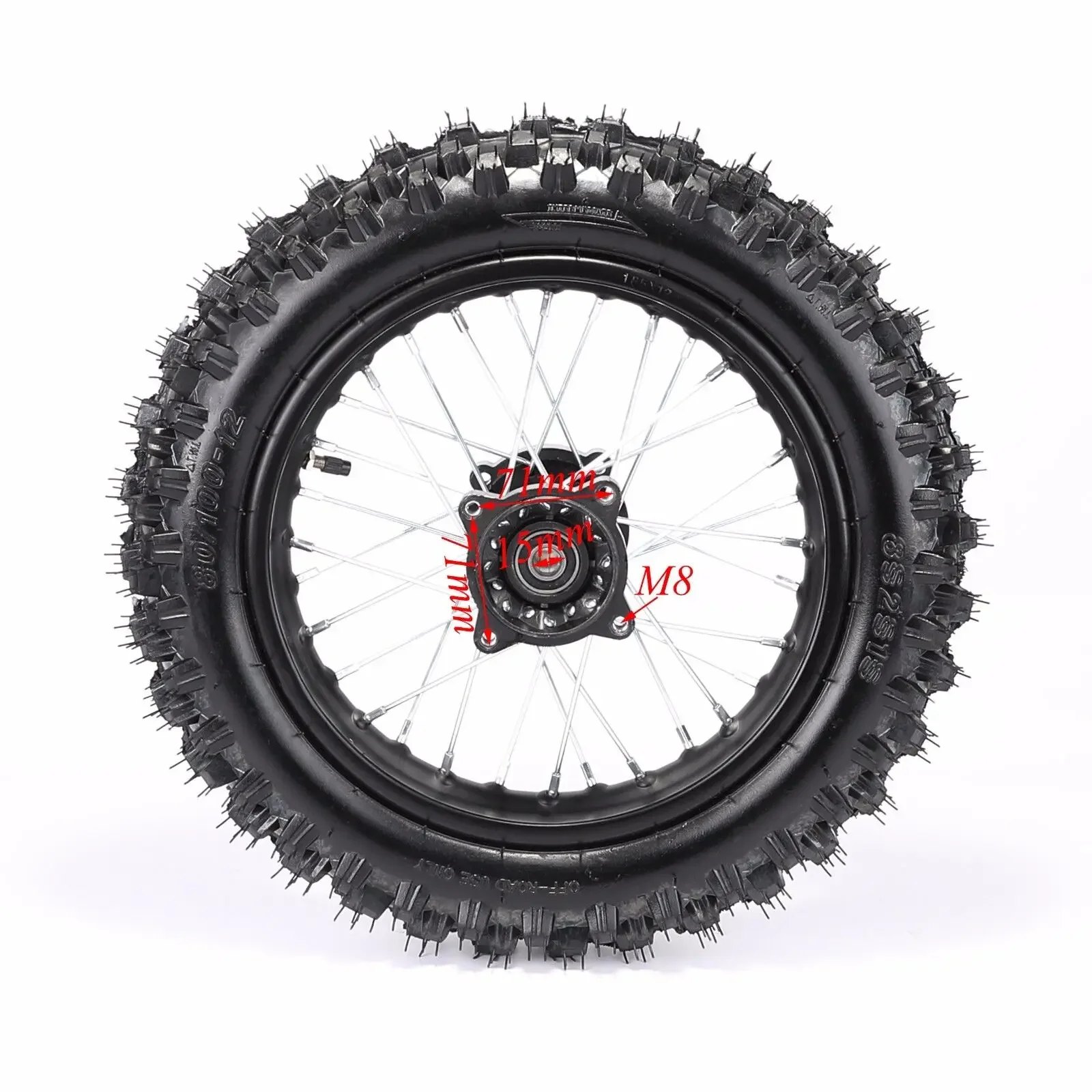 TDPRO 15mm 60/100-14 Front Wheel Tire Rim Or 80/100-12 Rear Wheel Tire Rim For CRF50 XR SSR110 125 Pit Bike