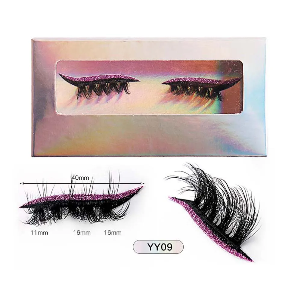 Ombre à paupières cils couleur ombre à paupières faux cils maquillage Extension 3D auto-adhésif faux cils individuels épais