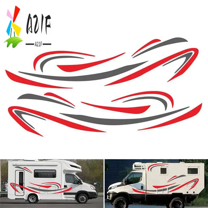 

A21F-2X RV Motorhome Universal Body Sticker DIY Stripes Image Decal Sticker Decoration For Caravan Trailer