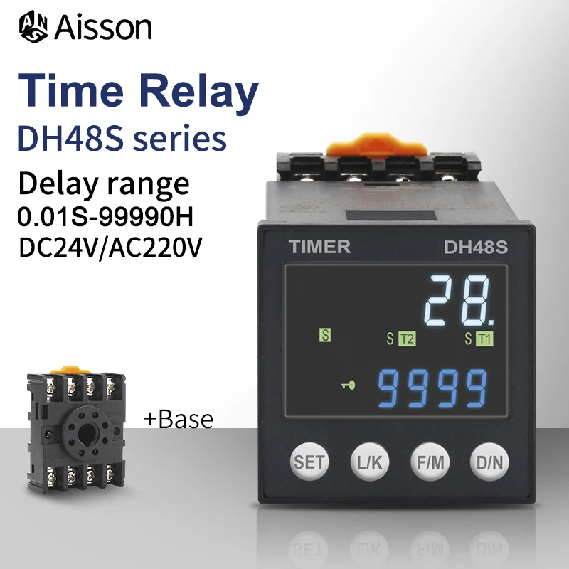 New DH48S Digital Delay Time Relay Precision Programmable Cycle DH48S-A 1Z 2Z 2ZH Series AC220V AC DC 24V 12V With Socket Base