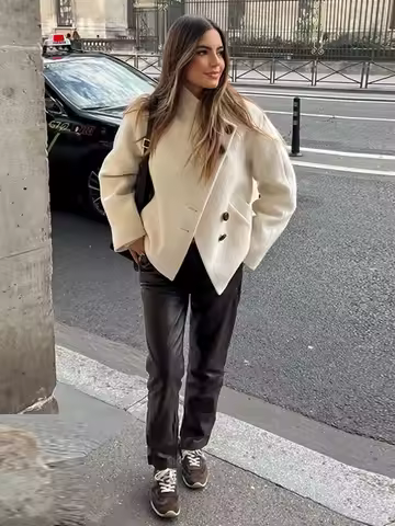 Stylish Single Breasted Pockets Female Jacket Fashion Solid Long Sleeve Coat for Women Spring Autumn New Lady Outerwear Street