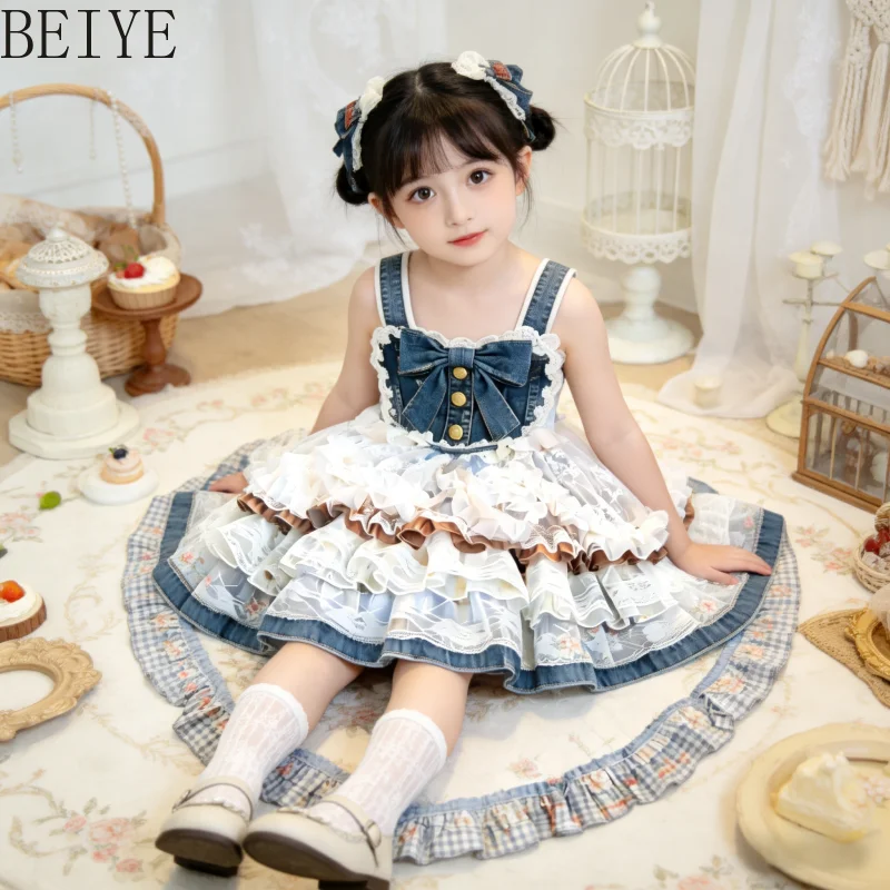 

Sweet Children's Clothing Summer New Girls' Lolita Dresses for Kids Stylish Baby Birthday Tutu Mesh Girls Casual Suspender Dress