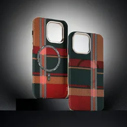 with Magnetic Fang luen series Weaving stripes pattern Kevlar Texture Matte Pc Hard Case for iPhone 12 13 14 15 Pro Max Casing