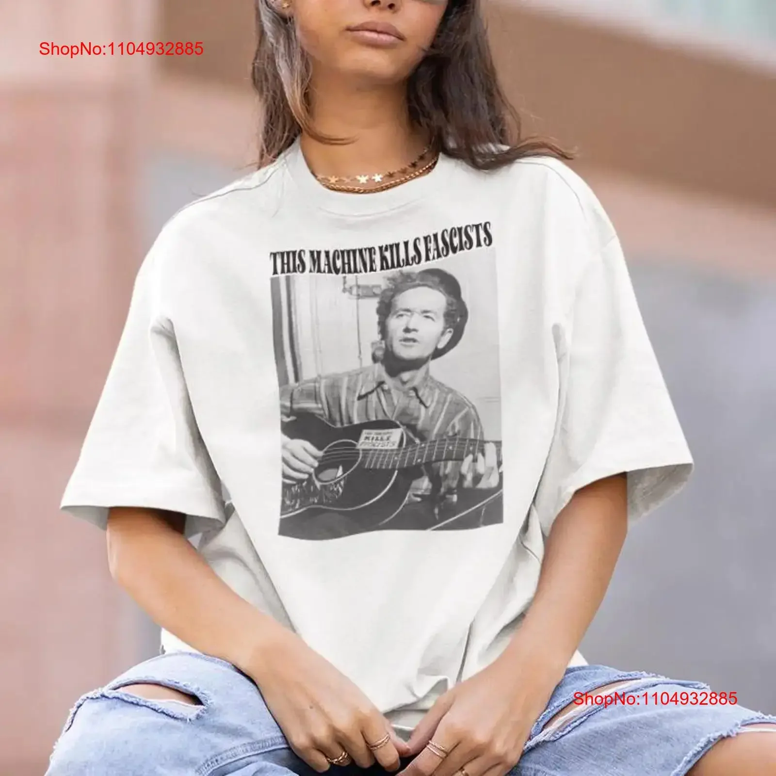 

Woodie Guthrie с гитарой и этой машиной Kills Fascists, наклейка, футболка, винтажная стираная дизайнерская одежда, слегка homme