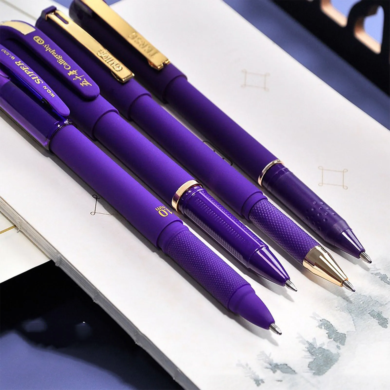 Purple Gel Pens Black Color Ink Line 0.7/1.0 mm Liquid Ballpoint Pen Kawaii Pen Writing Tool School Office Stationery Supplies