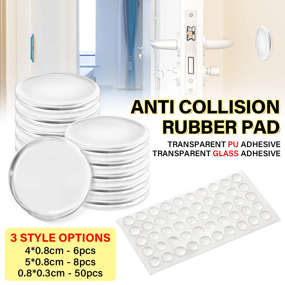 Door Wall Protector Pads Self Adhesive Transparent Door Stopper Door Handle Bumper Non-slip Soft Round Shock Absorbent Muffler