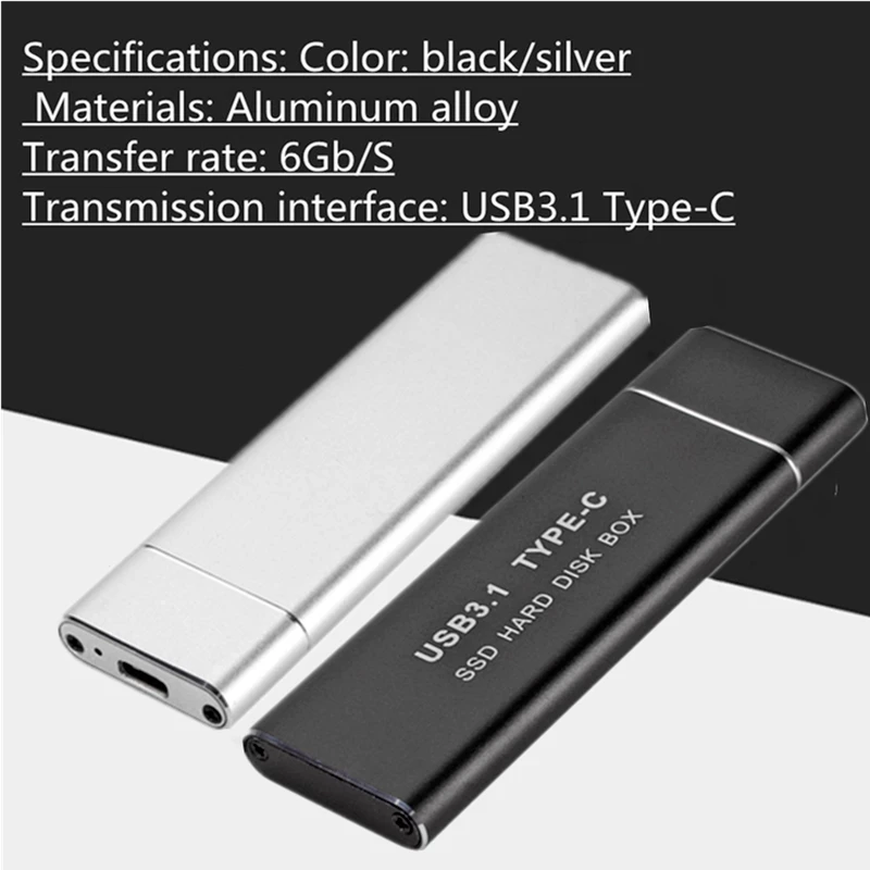 GRWIBEOU USB 3.1 إلى M.2 SSD صندوق القرص الصلب المحمول نوع C محول بطاقة الضميمة الخارجية الحال بالنسبة m2 SATA SSD 2230/2242/2260/2280
