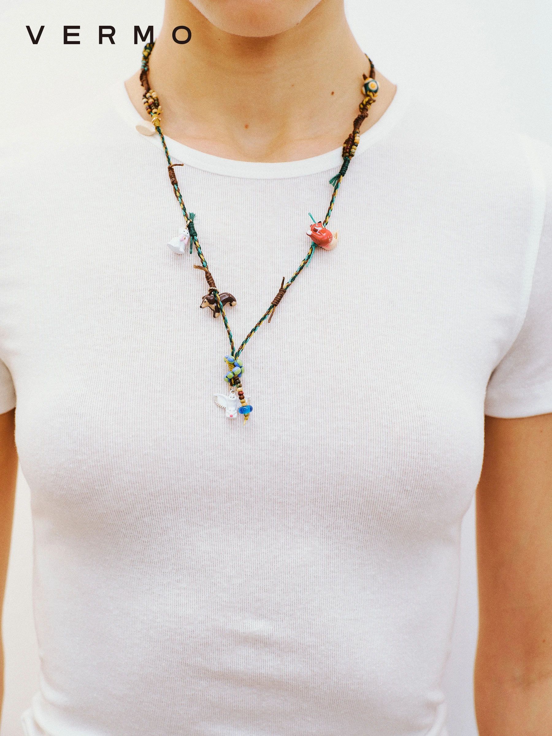 

Handwoven Small Animal Pendant Necklace Pure Heart Nomadic Style Jewelry Accessory by Verno