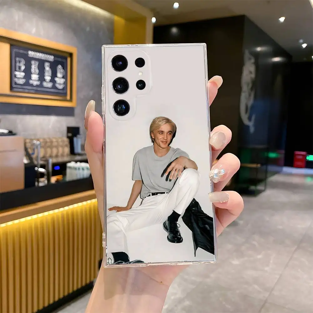 배우 D-드래코 말포이 전화 케이스 삼성 S24,30,21,22,23,20 FE,lite,PIus,Ultra,5G,Note,9,10 투명 커버