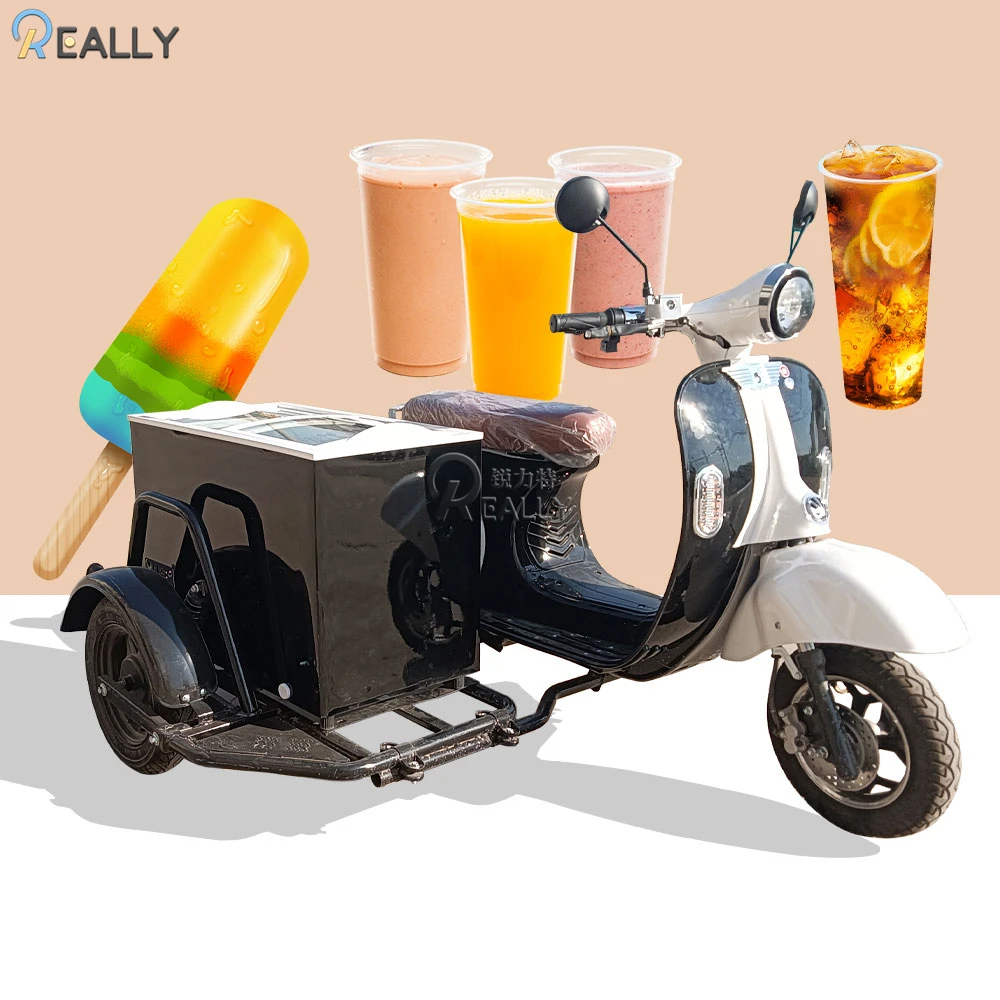 Mobiele stalen verkoopwagen met grote capaciteit Italiaanse elektrische ijsduwwagen Fiets te koop