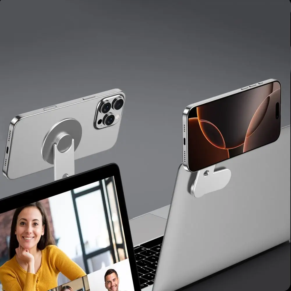 180° Rotating Magnetic Phone Holder Foldable Dual-Screen Interaction Extension Bracket Space Saving Monitor Side Mount