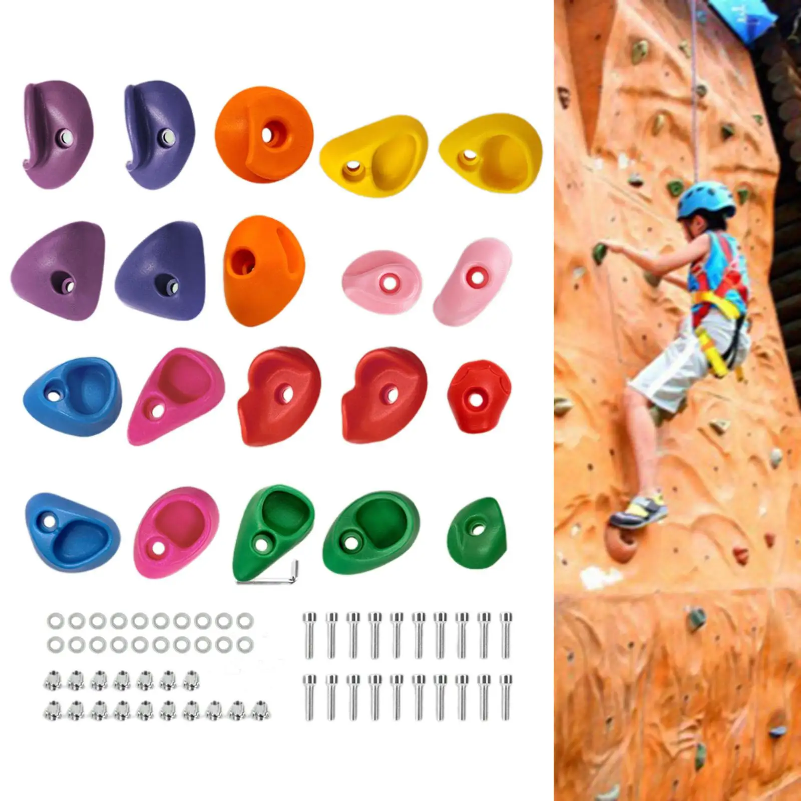 20 Pieces Rock Climbing Holds for Kids Climbing Stones Coloured,with Installation Hardware,Climbing Wall Holds,Climbing Rocks