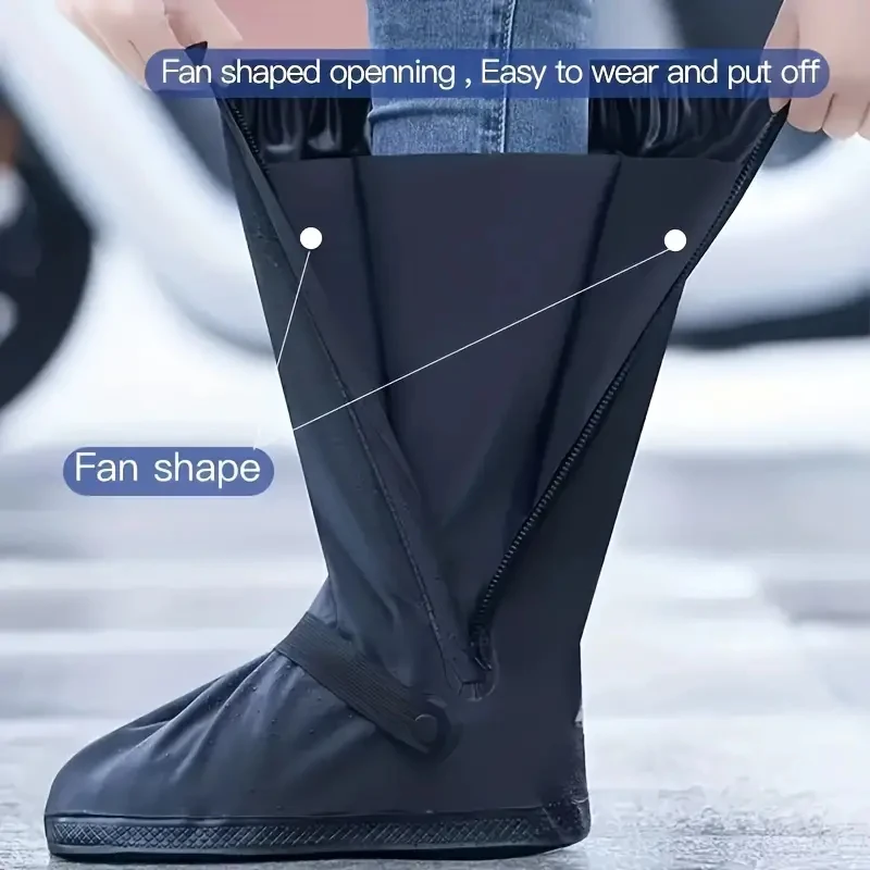 Adult Waterproof Shoe Covers Outdoor Travel Rainproof Coversbandage Style Thickened Non-Slip Rain Boots Covers