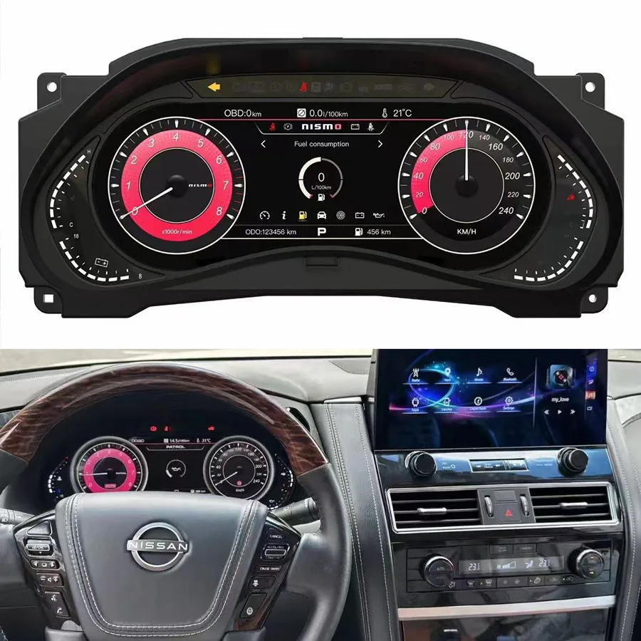 

Автомобильный ЖК-цифровой кластерный прибор для Nissan Patrol Armada Infiniti QX56 QX80 2010-2021, мультимедийный измеритель скорости приборной панели, GPS