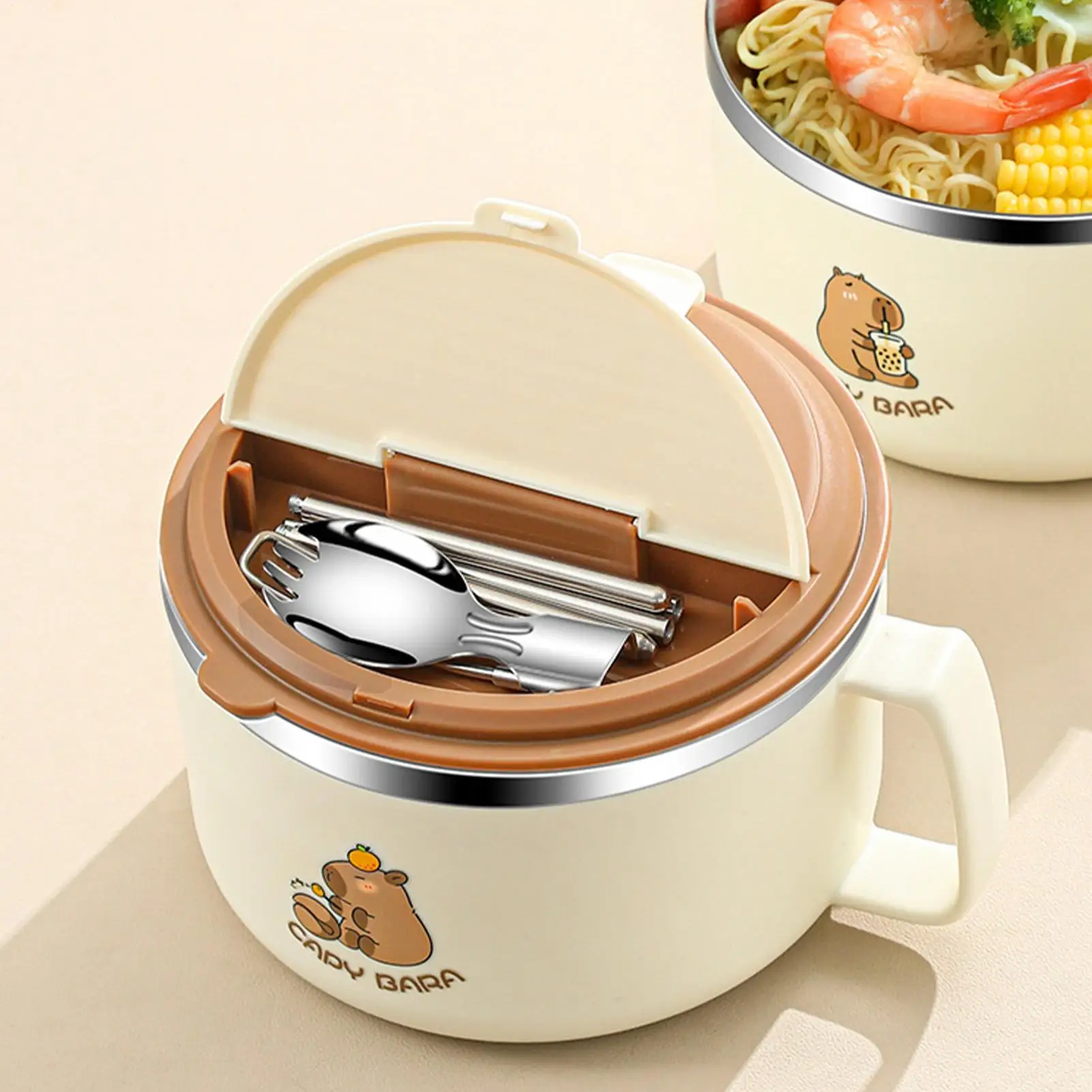 

Ramen Bowl Set 1300ml Capybara Ramen Bowl with Chopsticks Large Capacity Tableware for Everyday Dining Soup Noodle Salad Cereal