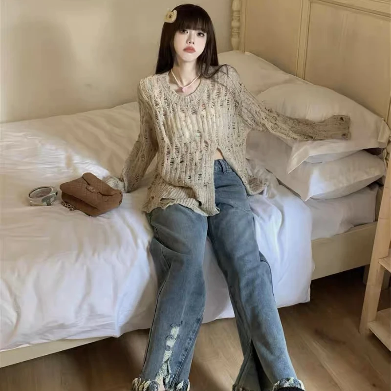 Pullovers Women Hollow Out Simple Daily Creativity All-match Autumn Fashion Elegant Vintage Korean Style Ladies Charming Cozy