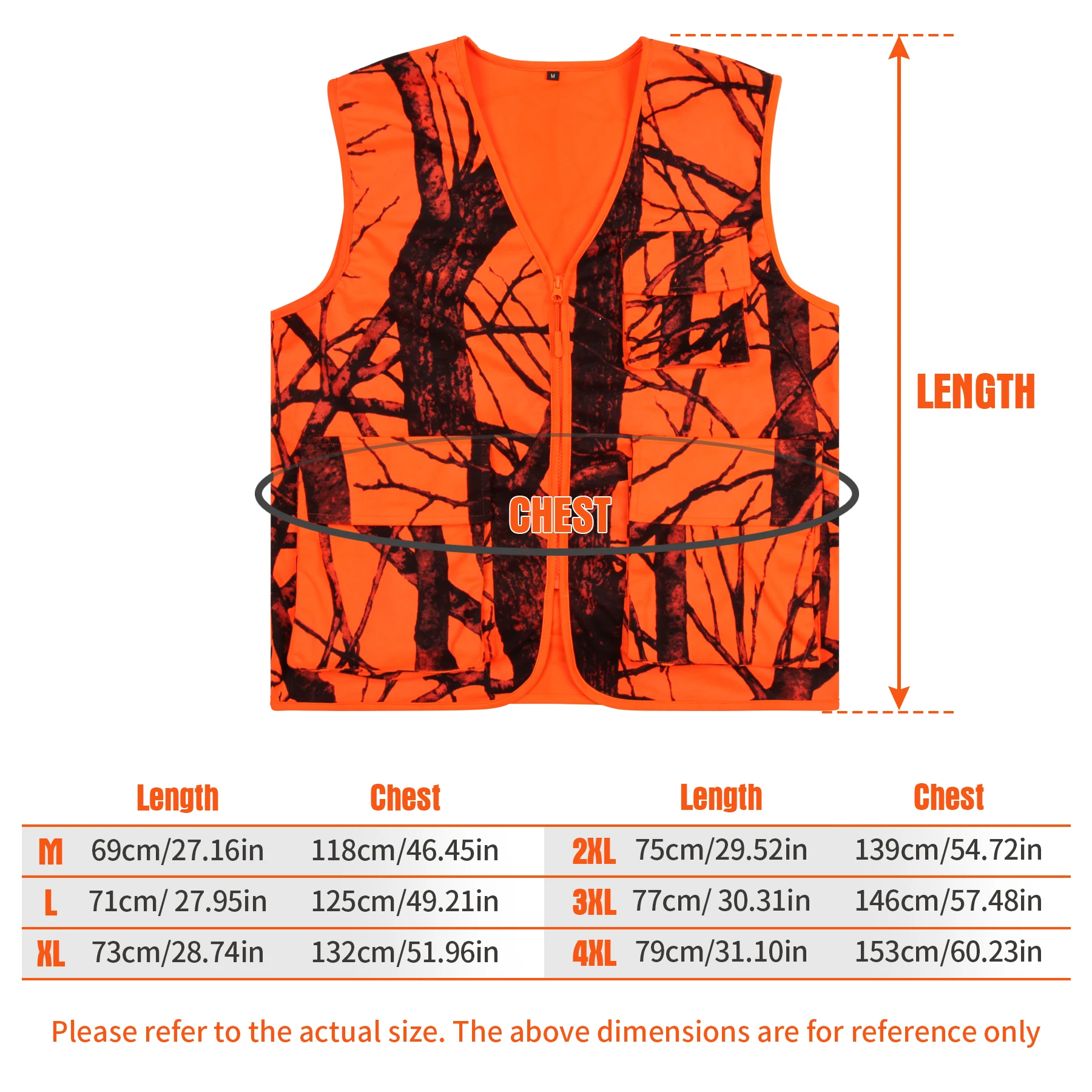 GUGULUZA M-4XL  Men's Outdoor Vest Hiking Fishing Hunting Orange Multi-pockets Waistcoat Quick-dry Breathable Chaleco Tactico