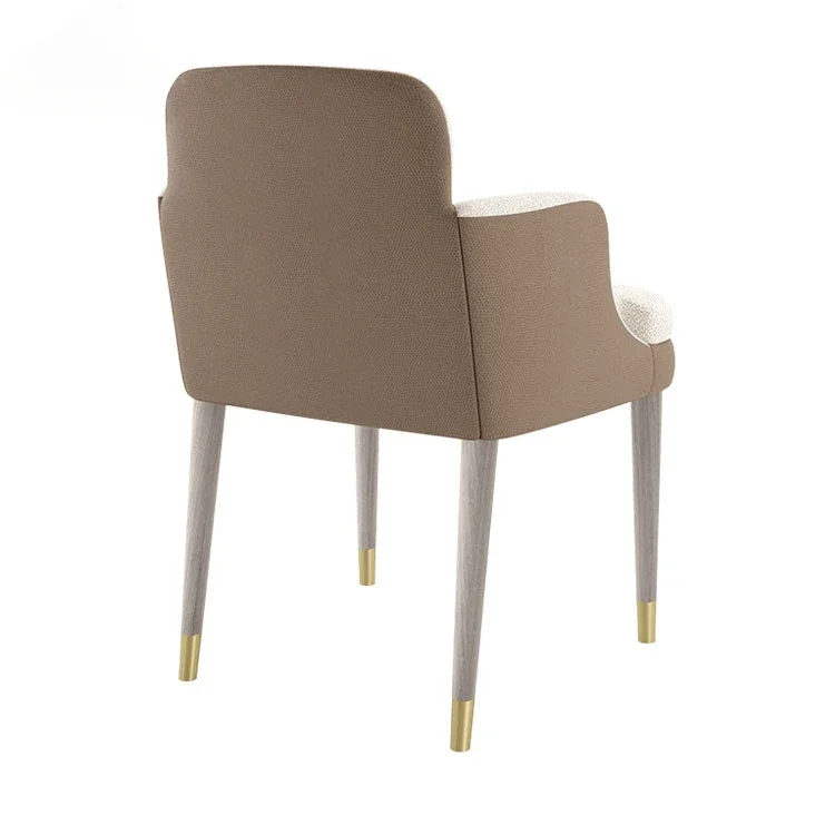 Hotel   Living Room Furniture Dinning Fabric Chair High Back Arm Chair Leisure Armchair With Solid Wood Legs