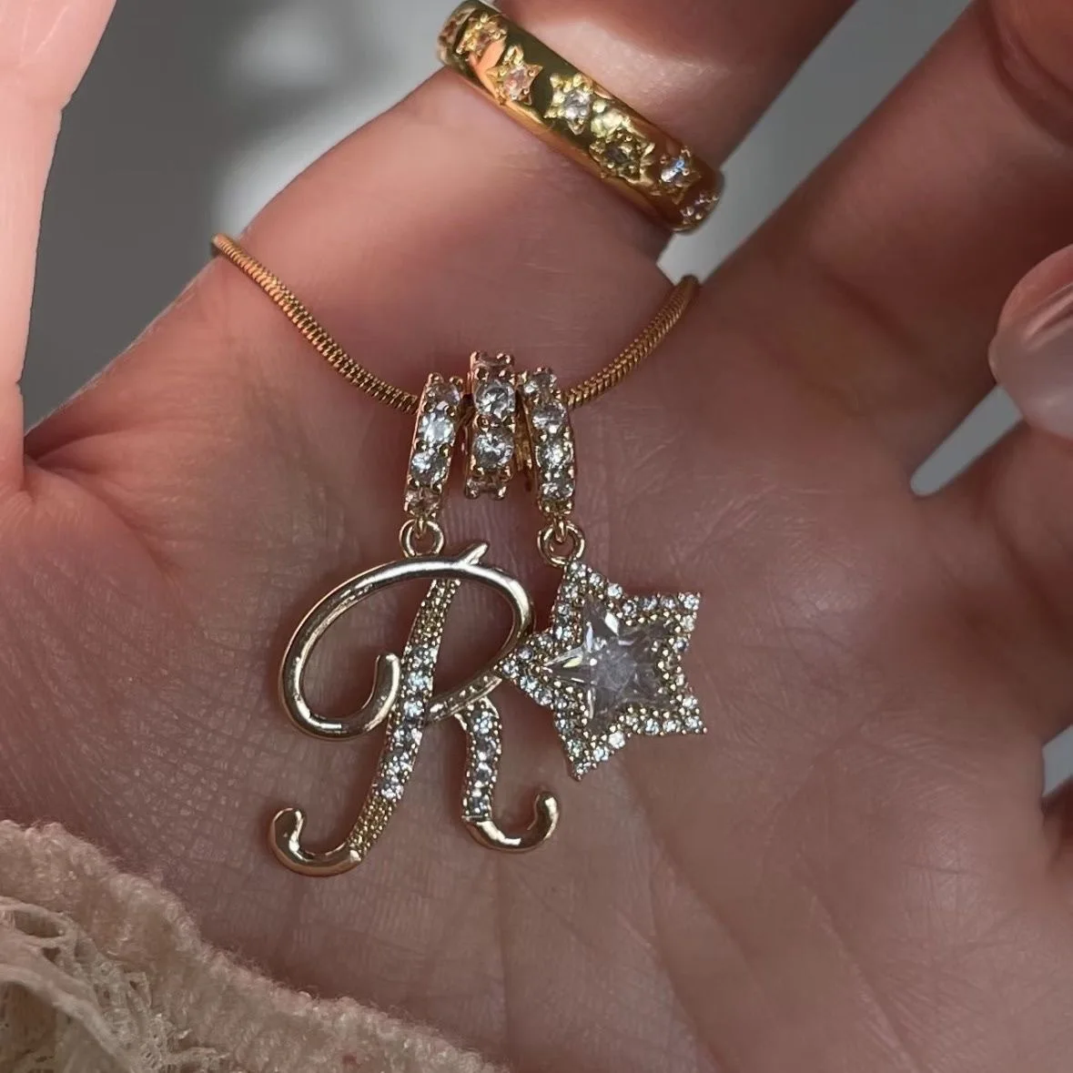 

Звезда 26 буква индивидуальное креативное ожерелье из нержавеющей стали цепочка ювелирный орнамент 22k