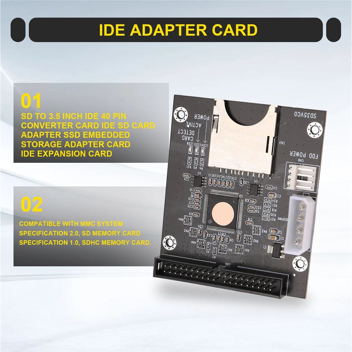 OUVU-SD إلى 3.5 بوصة IDE 40 دبوس محول بطاقة IDE SD بطاقة محول SSD جزءا لا يتجزأ من التخزين محول بطاقة IDE بطاقة التوسع