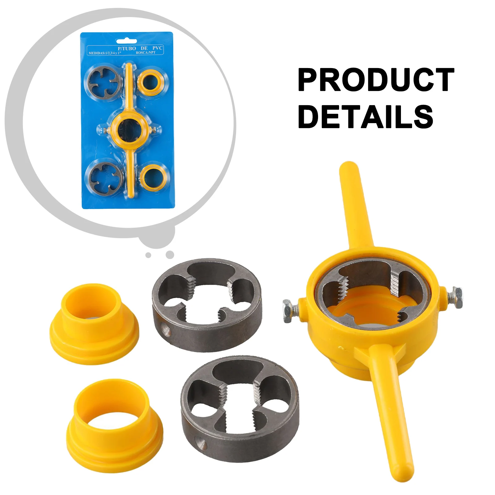 6 In 1 Thread Hand Tool Maker Manual Pipe Threader 1/2in - 3/4in - 1in Plumbing PVC Thread Tools Maker Screw Die Pipe Threader