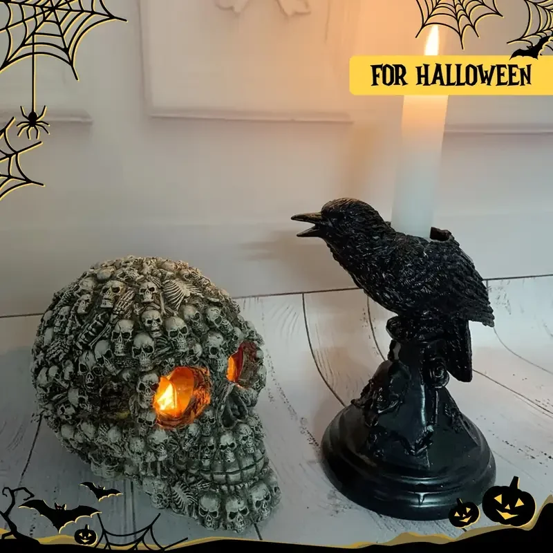 Hochwertige Gotische Adler-Totenkopf-Rosen-Kerzenform aus Silikon, Geeignet für DIY-Kerzen, Heimdekoration, Halloween