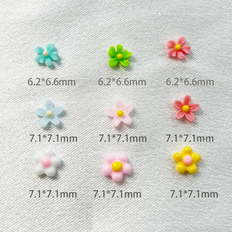 Fresh Mini Five Petal Flower Nail Charms Mixed Pack, Colorful Resin Decor for Nail Art, Cream Glue Case, Guka & Slime DIY Craft