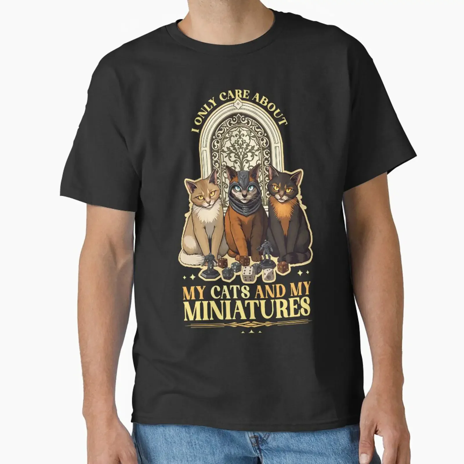 Cats and Wargaming Miniatures Classic T Shirt vintage Washed Breathable Unisex Casual graphic Stretched Versatile