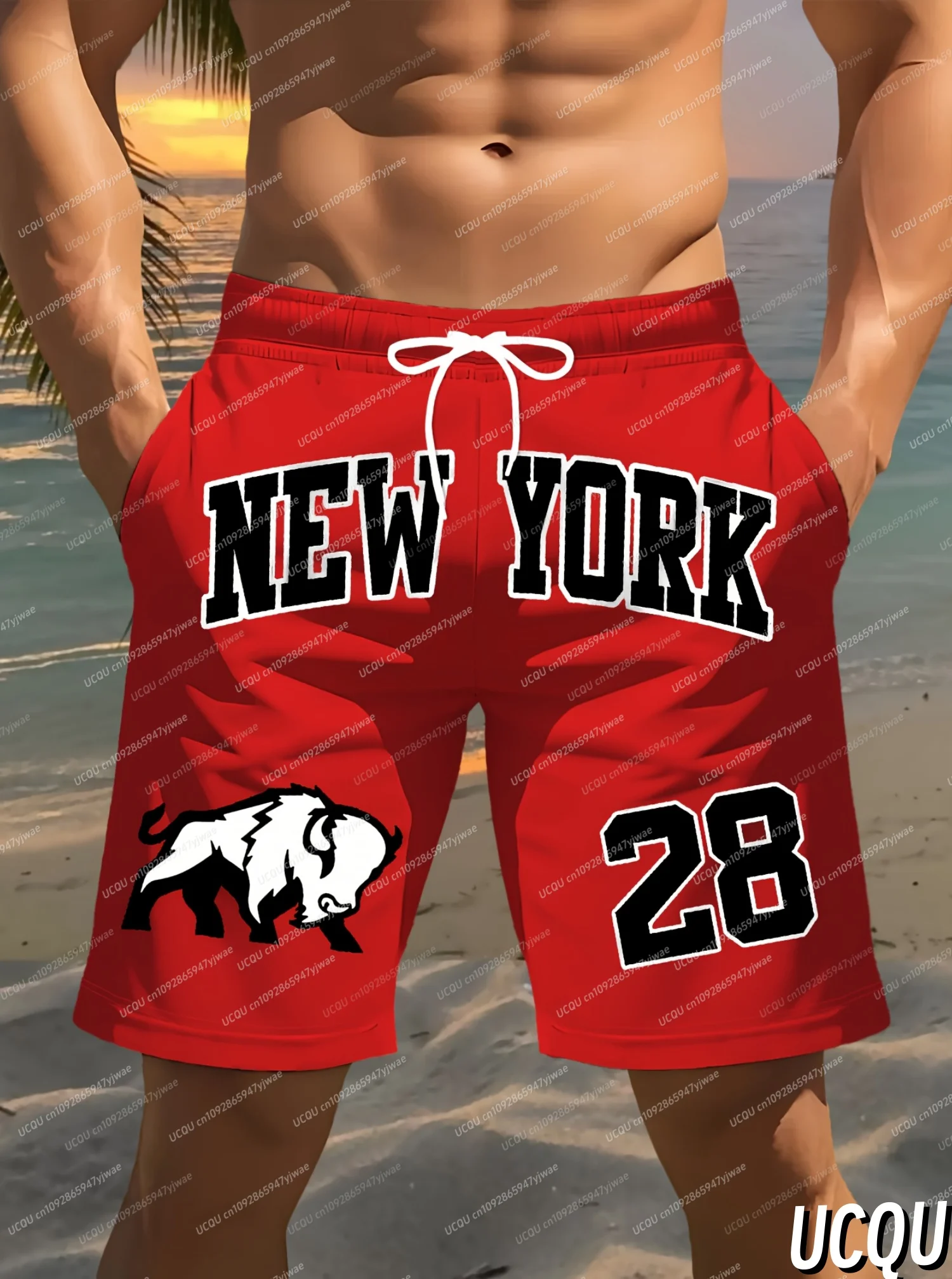 

Летние мужские шорты для доски NEW YORK NO.28 Плавки с принтом на шнурке Эластичные быстросохнущие гавайские пляжные шорты мужская одежда